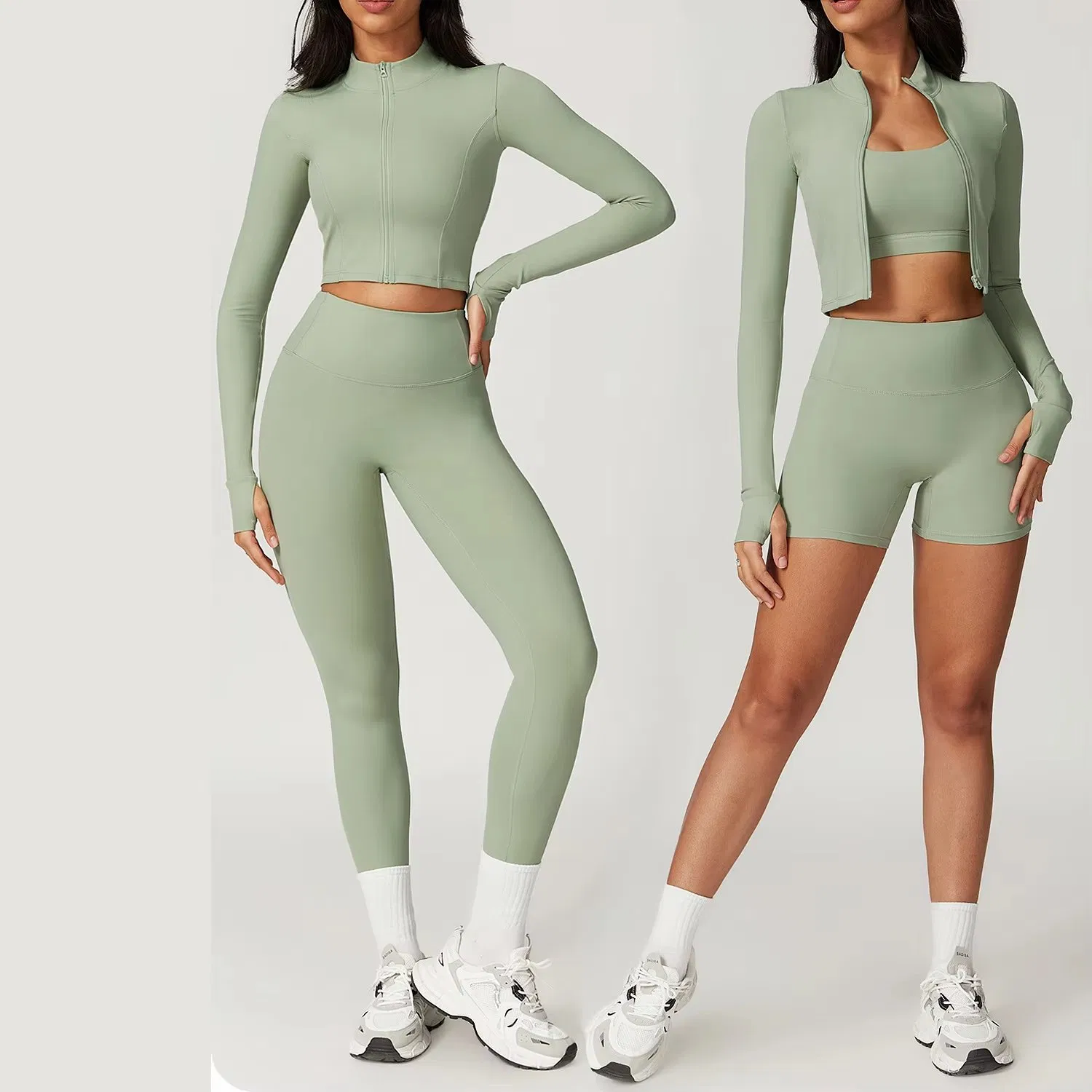 Wholesale Gym Fitness Long Sleeve Jacket Leggings Sports Suits Women Fitness Yoga Set