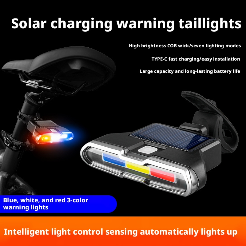Mountain Bikes Tail Light Rechargeable Bicycles Taillights Cycling Warning Lamp Solar Cycling Accessory Bike