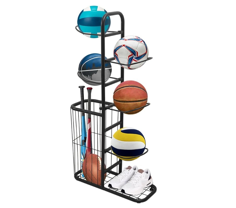 Home Detachable Vertical Basketball Storage Display Rack Metal Iron Sports Equipment Storage Space
