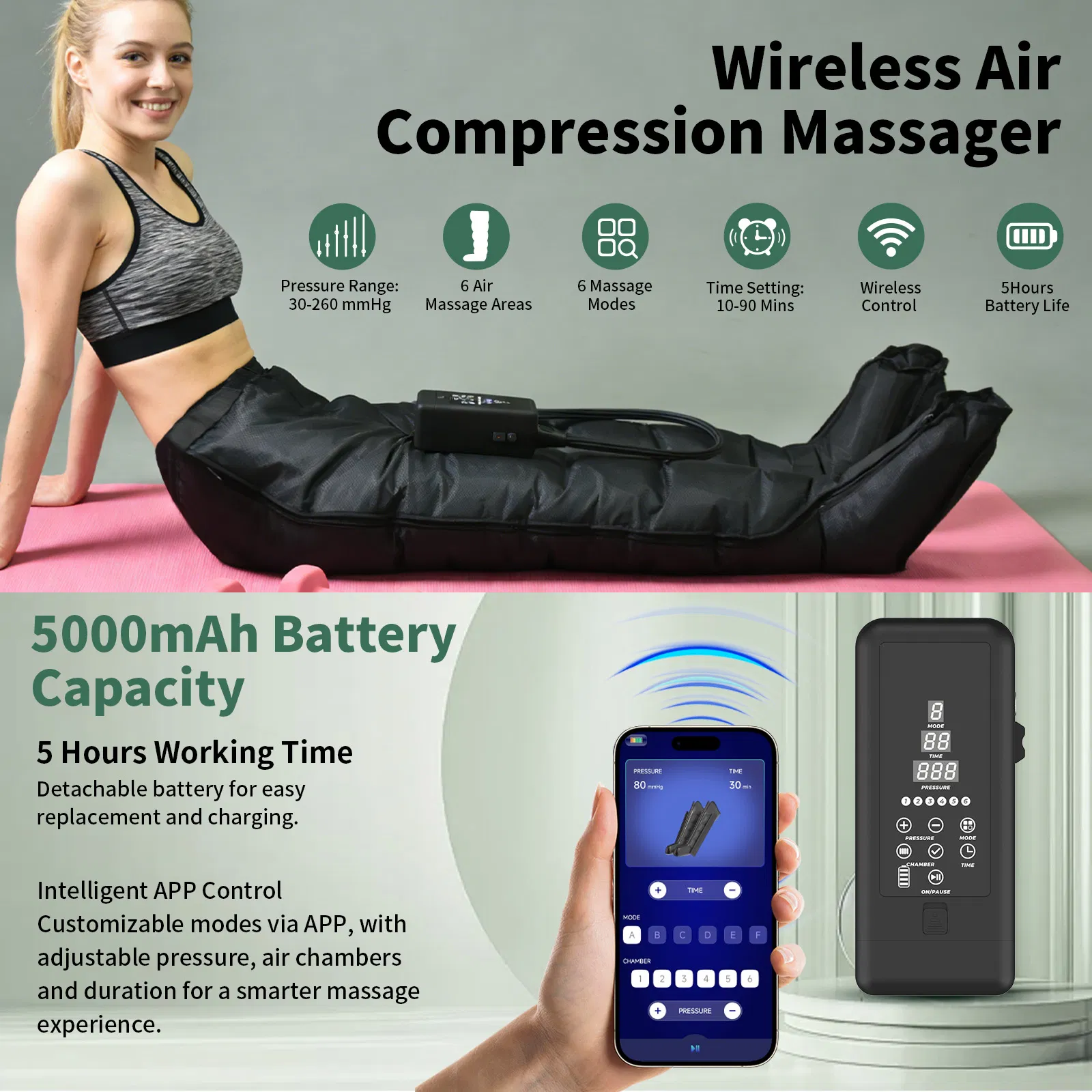 Sport Wireless Air Compression Recovery Boots Wireless Leg Massager