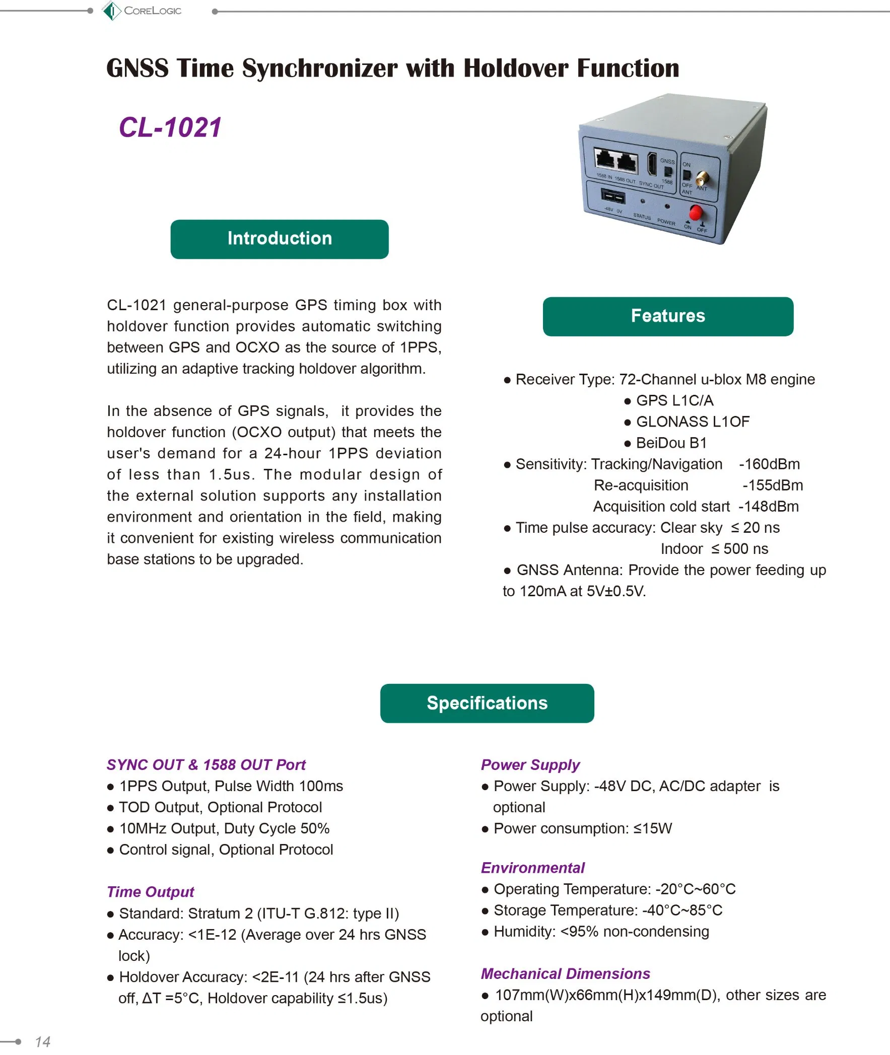 Gnss Stratum 2 Timing Device Gnss Clock Synchronizer GPS-Based Time Reference Unit with Stratum 2 Performance