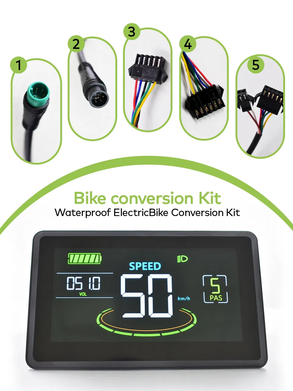 24V-72V E-Bike LCD Display Conversion Kit Cycling Accessory