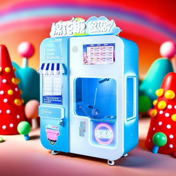 Fancy Cotton Candy Maker Commercial Vending Machine Self Service Fully Automatic Ice Rink