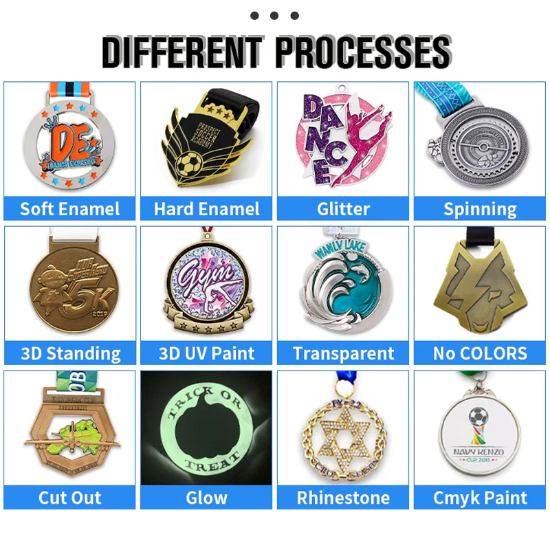 Wholesale Design Logo High Quality Blank Zinc Alloy 3D Gold Award Soccer Marathon Running Medal Custom Metal Sport Medal