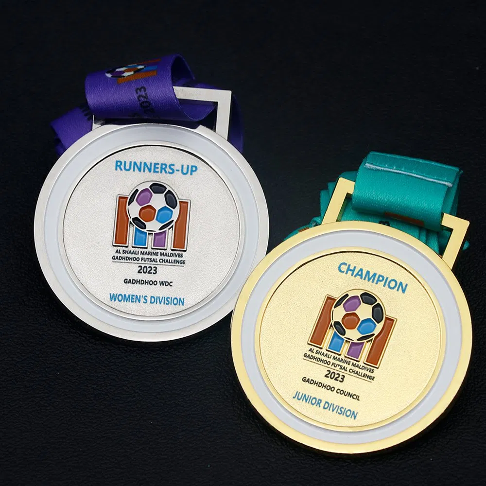 Wholesale Custom Gold Silver Award Medallion Marathon Running Race Soccer Football Taekwondo Metal Medals Sports with Ribbon