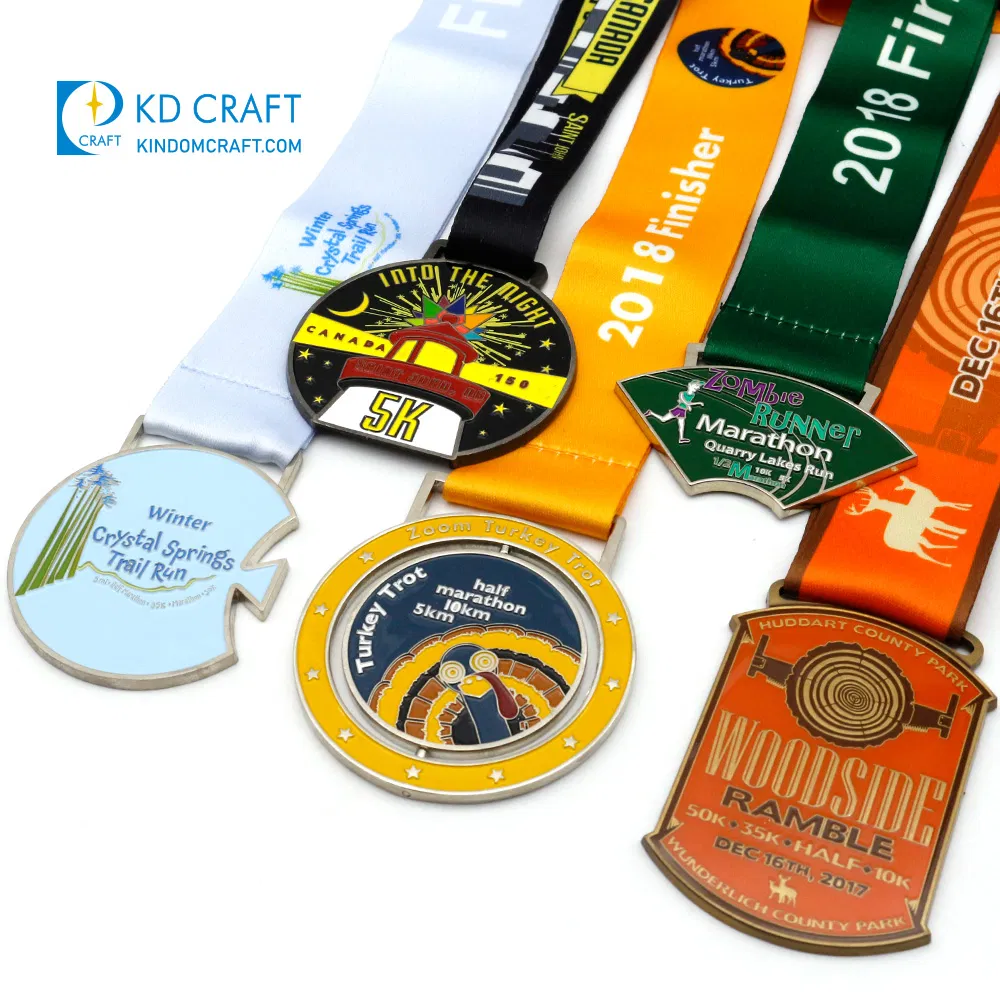 Manufacturer Metal Zinc Alloy 3D Enamel Award Medallion Gold Karate Soccer Football Run Finisher Marathon Running Race Marathon Sport Custom Medal with Ribbon