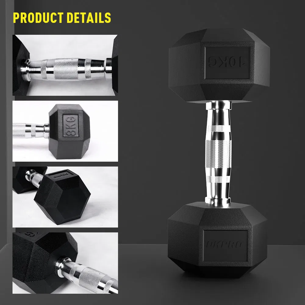 High Quality Hexagonal Dumbbells Commercial Gym Rubber Coated Hex Dumbbell Set