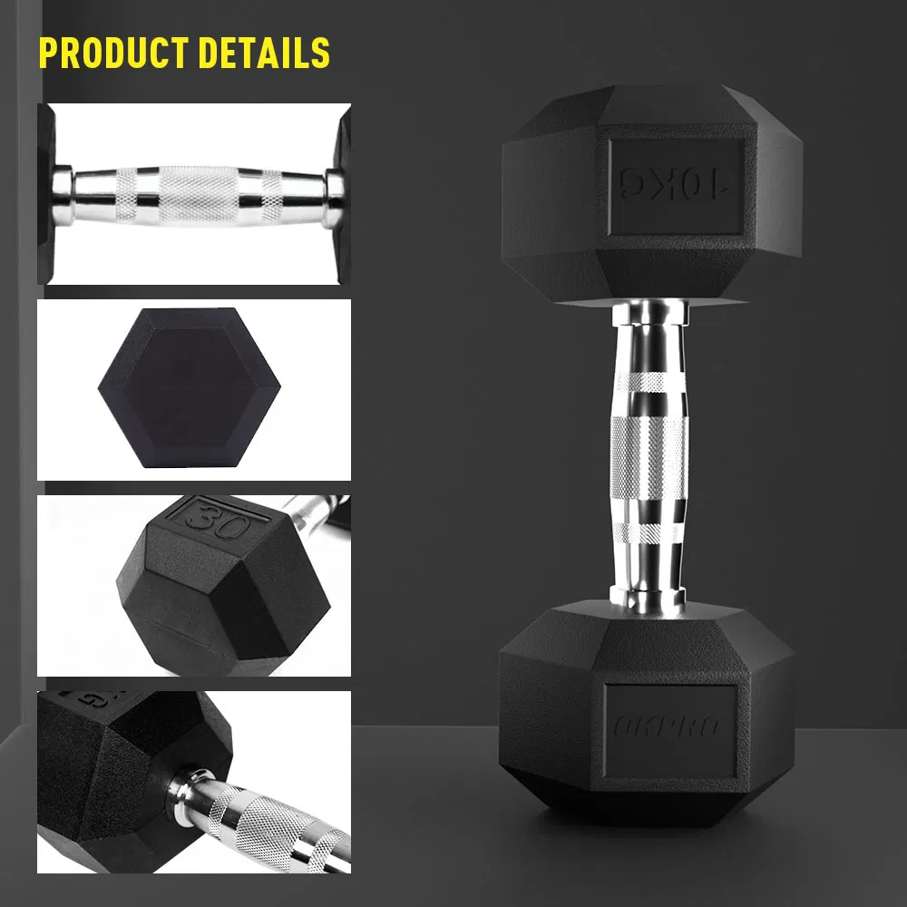 Factory Direct Selling Wholesale Custom Gym Hex Rubber Dumbbells for Commercial Use