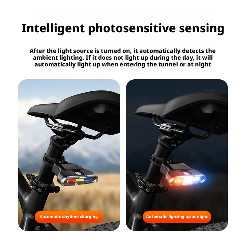 Mountain Bikes Tail Light Rechargeable Bicycles Taillights Cycling Warning Lamp Solar Cycling Accessory Bike