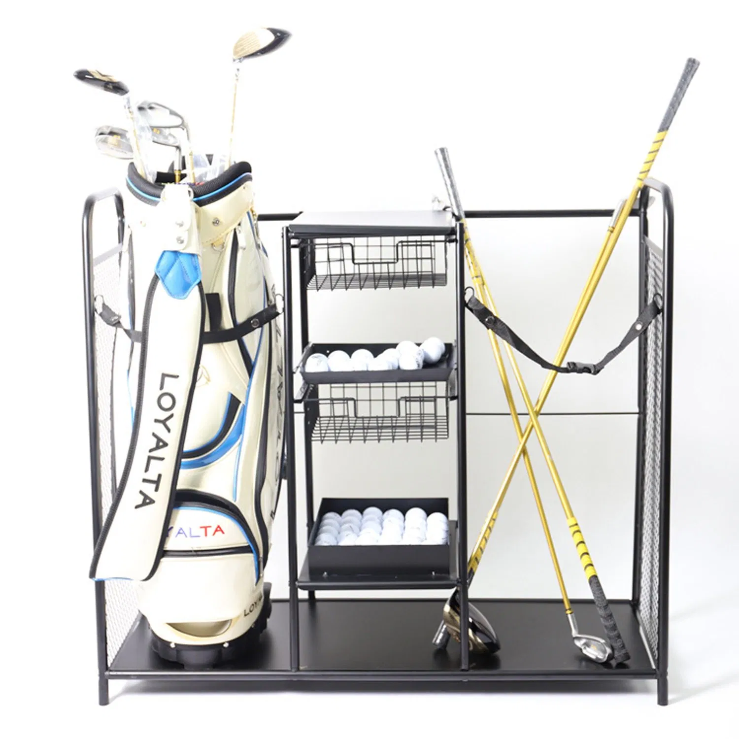 Ball Storage Rack Garage Ball Storage Sports Gear Storage Garage Organizer with Baskets and Hooks