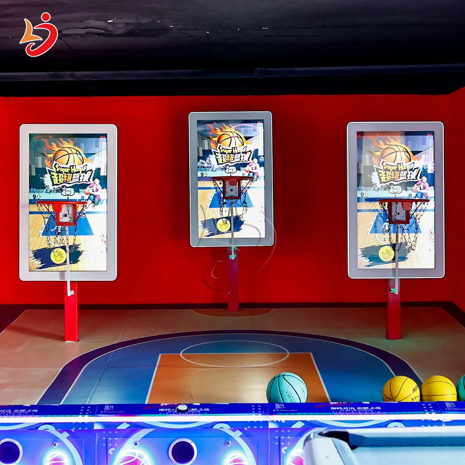 Indoor Multiplayer Team Building Activate Hoops Shooting Master Competitive Gaming Room Interactive Projection Basketball Game Amusement Equipment