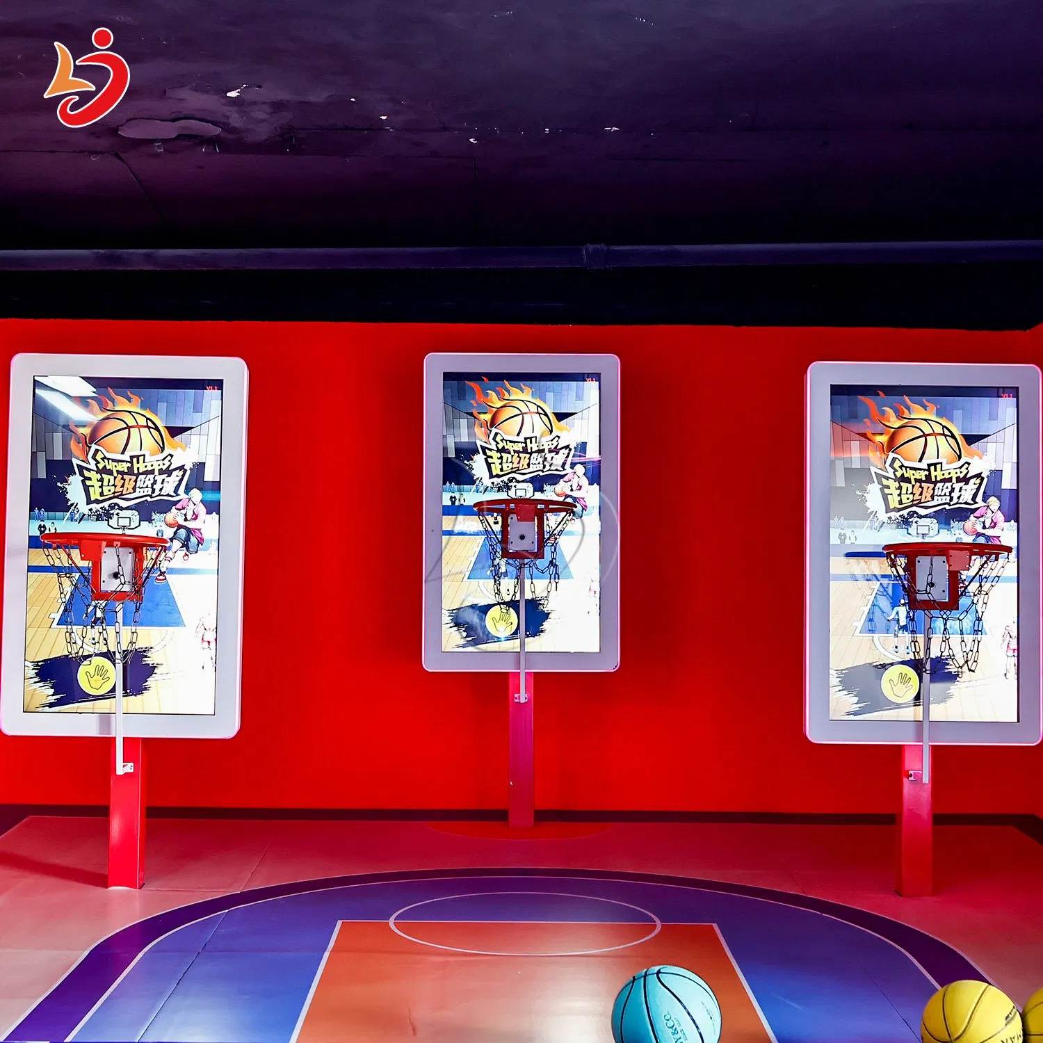 Indoor Multiplayer Team Building Activate Hoops Shooting Master Competitive Gaming Room Interactive Projection Basketball Game Amusement Equipment