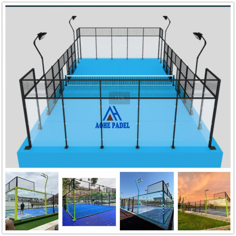 New Design Panoramic Paddle Court Safety Outdoor Sport Single Double Padel Tennis Platform Court