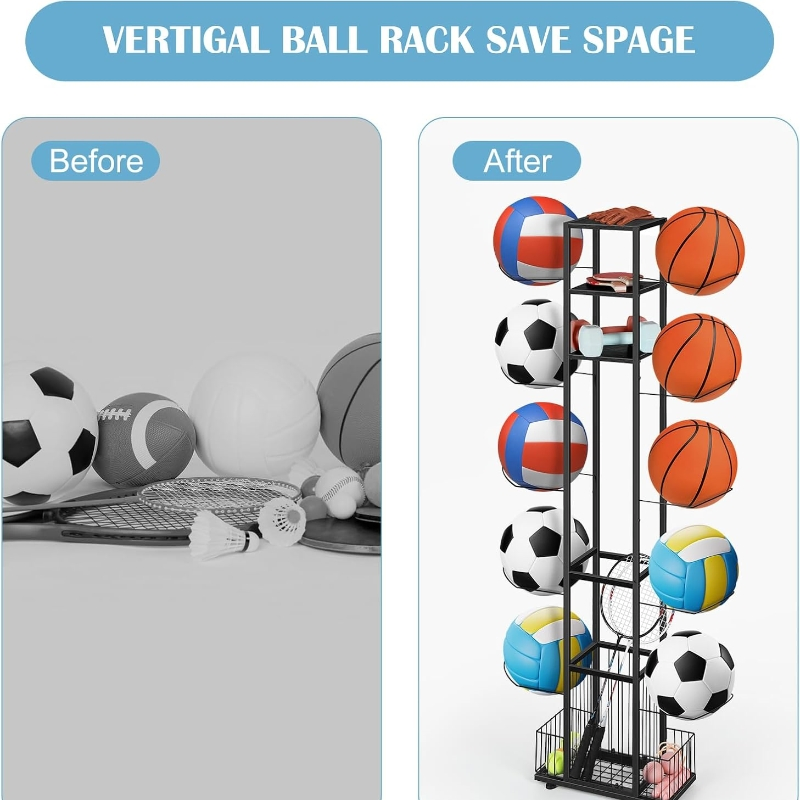 Freestanding 10-Ball Sports Ball Storage Rack