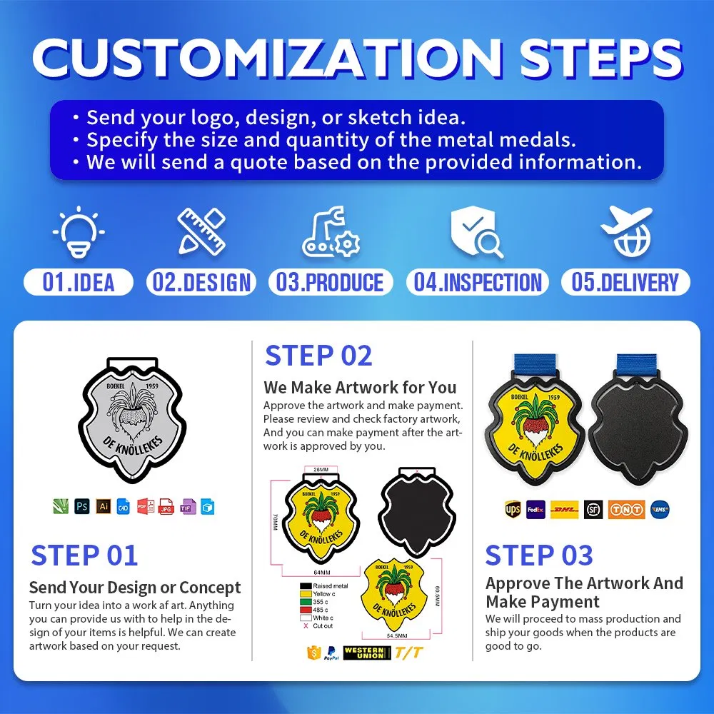 Wholesale Design Logo High Quality Blank Zinc Alloy 3D Gold Award Soccer Marathon Running Medal Custom Metal Sport Medal