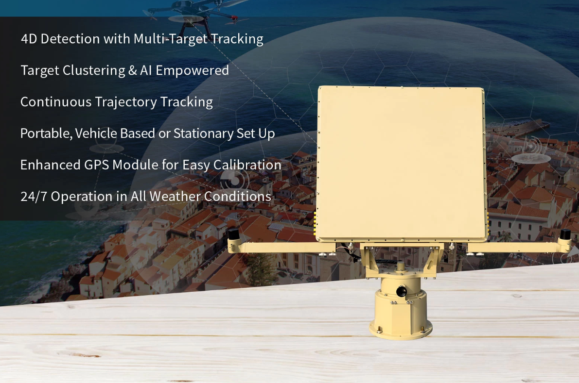 5km Range Mini Drone Detection Radar with Low Power and Low False Detection