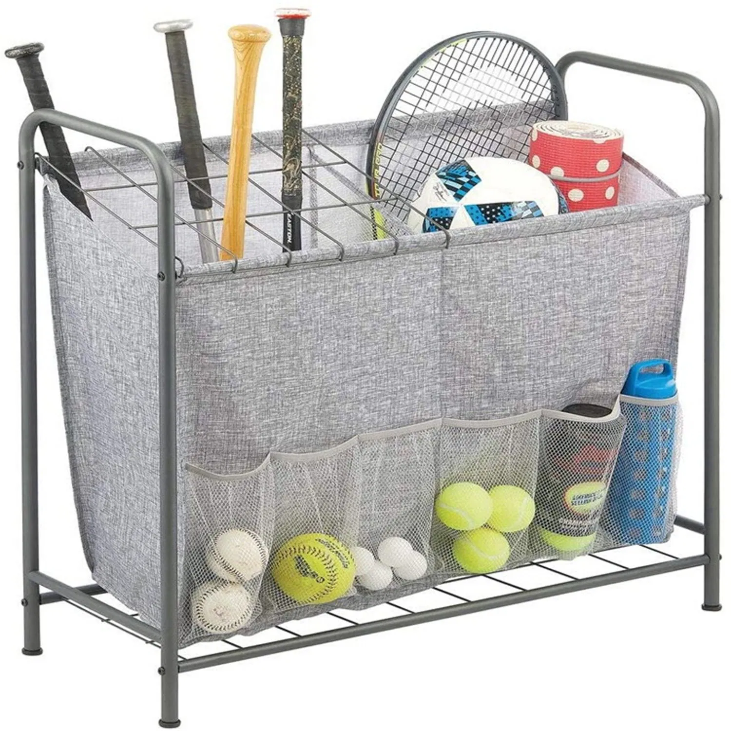 Ball Storage Rack Garage Ball Storage Sports Gear Storage Garage Organizer with Baskets and Hooks