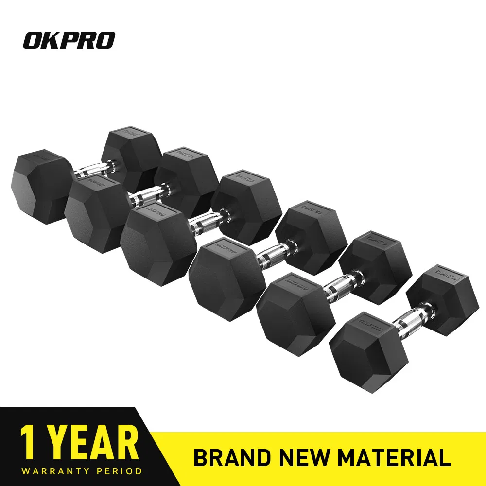 Factory Direct Selling Wholesale Custom Gym Hex Rubber Dumbbells for Commercial Use