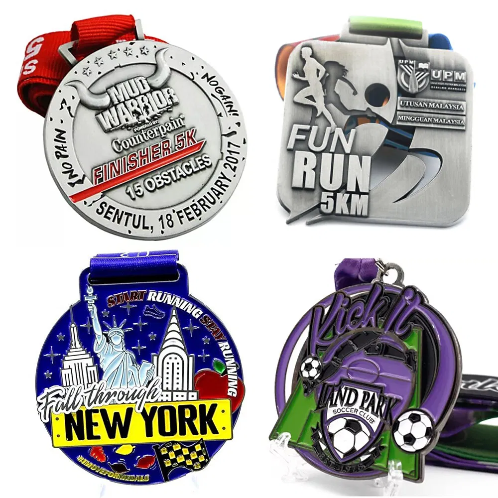 China Factory Custom Made 3D Sport Metal Medal Gold Silver Bronze Medal Judo Taekwondo Running Marathon Football Soccer Basketball Karate Custom Medals