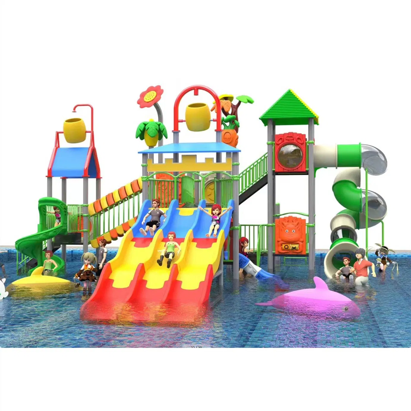 Outdoor Water Park Sports Amusement Equipment Fiberglass Slide Customization