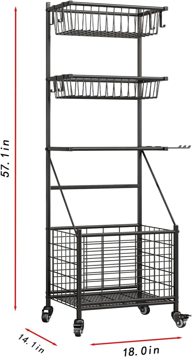 Metal Garage Organizer Sport Rack Ball Basket Storage