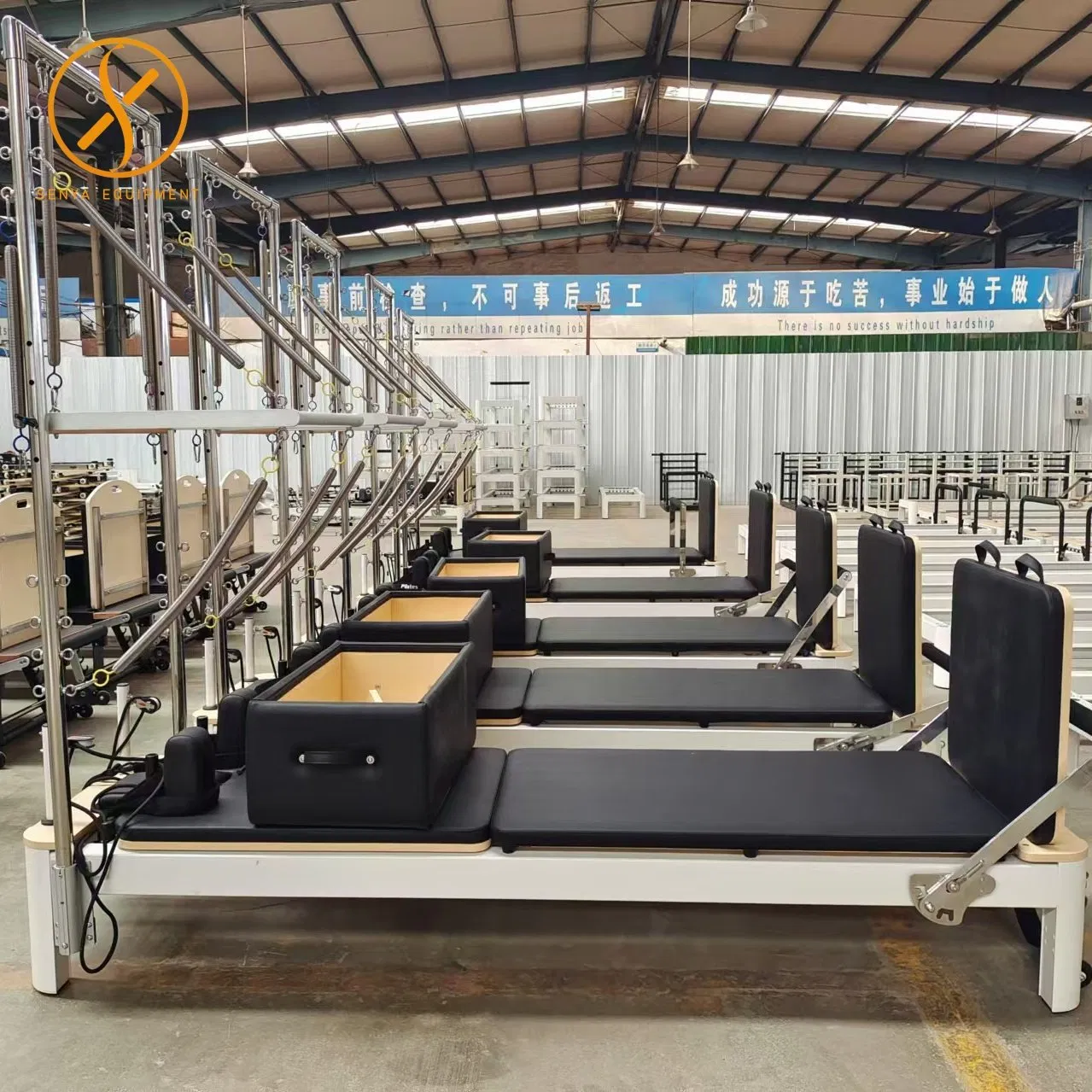 Gym Yoga Stretch White Aluminum Pilates Combination Reformer Tower Half Trapeze