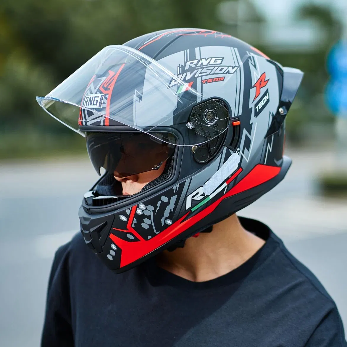 BYB/RNG M-Black Carbon Motorcycle Helmet DOT Approved ABS Casco PARA Moto Kask Helmet Adult Full Face Helmet Blue-Tooth Sport Riding Fashion Safety Helmet