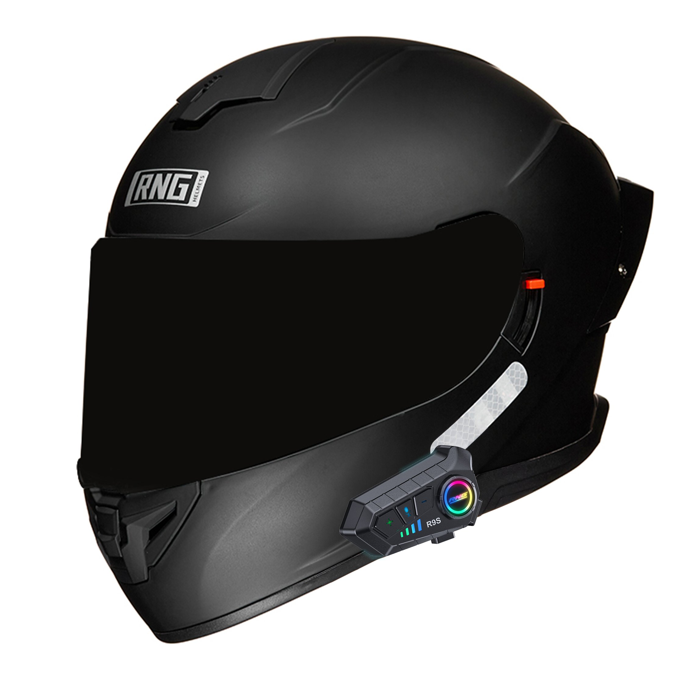 BYB/RNG M-Black Carbon Motorcycle Helmet DOT Approved ABS Casco PARA Moto Kask Helmet Adult Full Face Helmet Blue-Tooth Sport Riding Fashion Safety Helmet