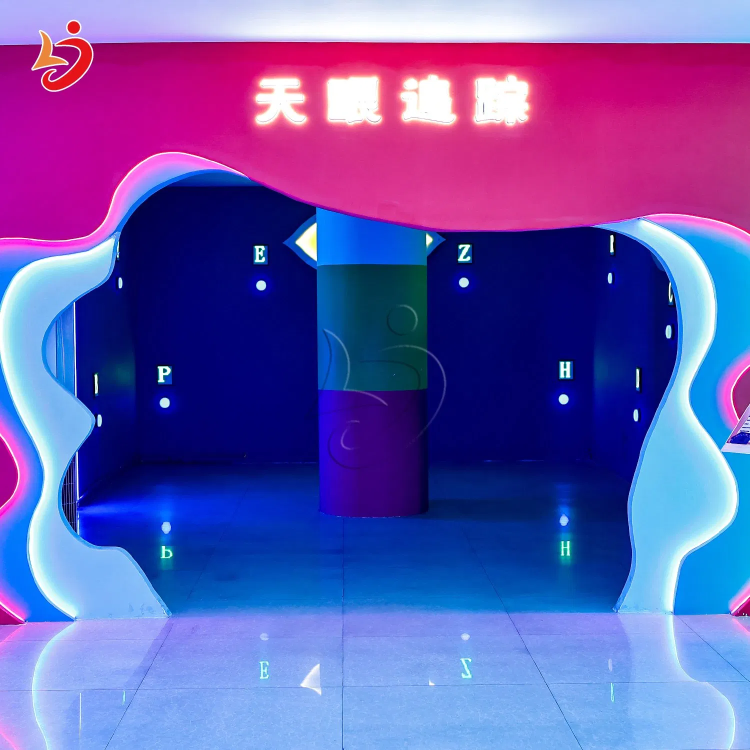 Cooperative Team Work Games Interactive Catch Room LED Button Activate Hide Devil's Eye Floor Amusement Equipment