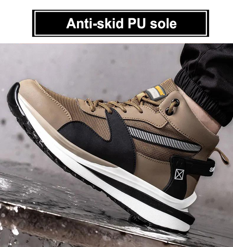 Tiger Master Non-Slip Oil Acid Resistant PU Sole Anti Puncture Light Weight Anti Static Steel Toe Warehouse Logistics Sport Safety Shoes for Men