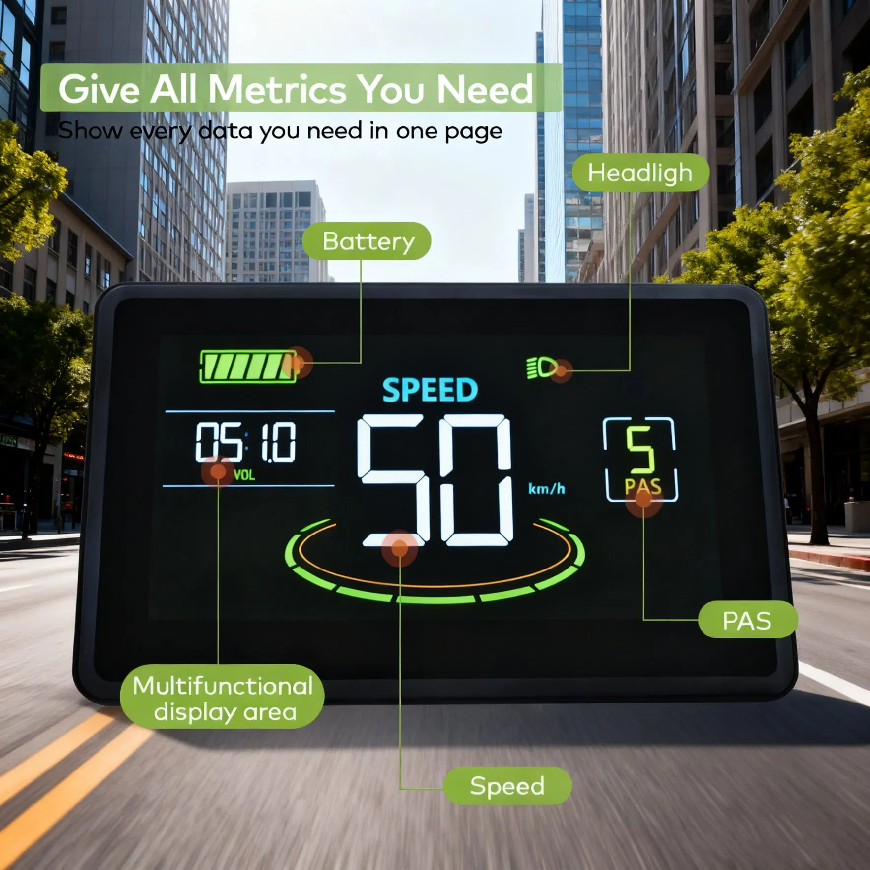 24V-72V Waterproof E-Bike LCD Panel Digital Meter Cycling Accessory