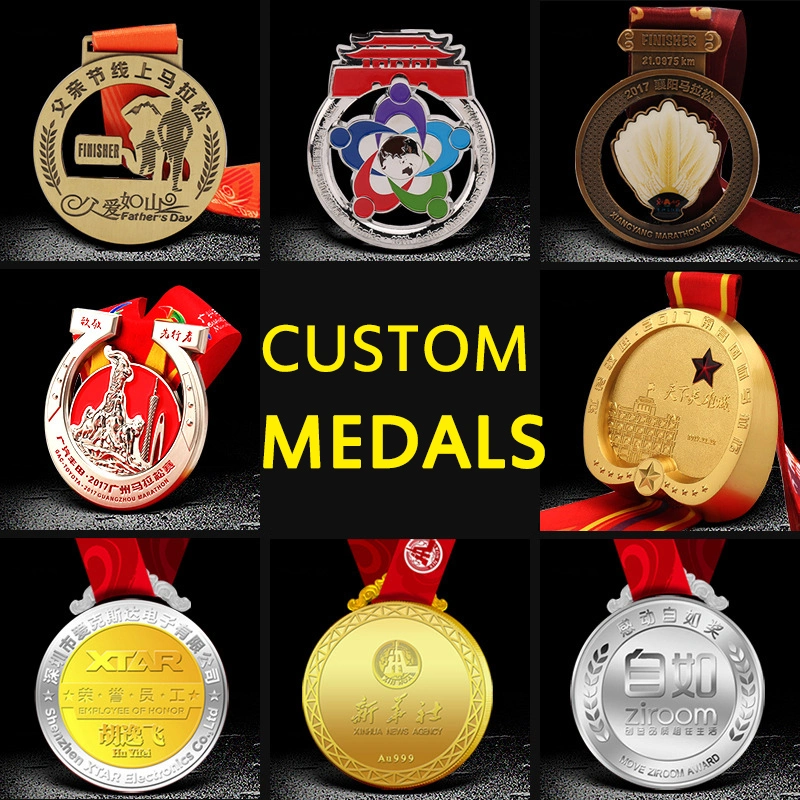 No Minimum Cheap Custom Souvenir Enamel 3D Logo Trophy Award Gold Metal Judo Football Soccer Run Race Triathlon Marathon Running Karate Sport Medal