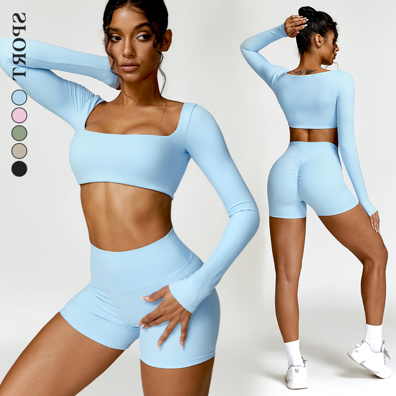 Wholesale Athletic Clothing Ladies Sports Workout Yoga Clothes Suit Seamless Women Yoga Shorts