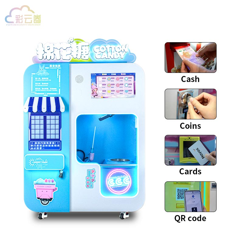 Fancy Cotton Candy Maker Commercial Vending Machine Self Service Fully Automatic Ice Rink