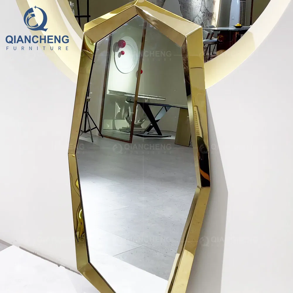 Hotel Luxury Decorating Furniture OEM Interior Design Golden Stainless Steel Mirror