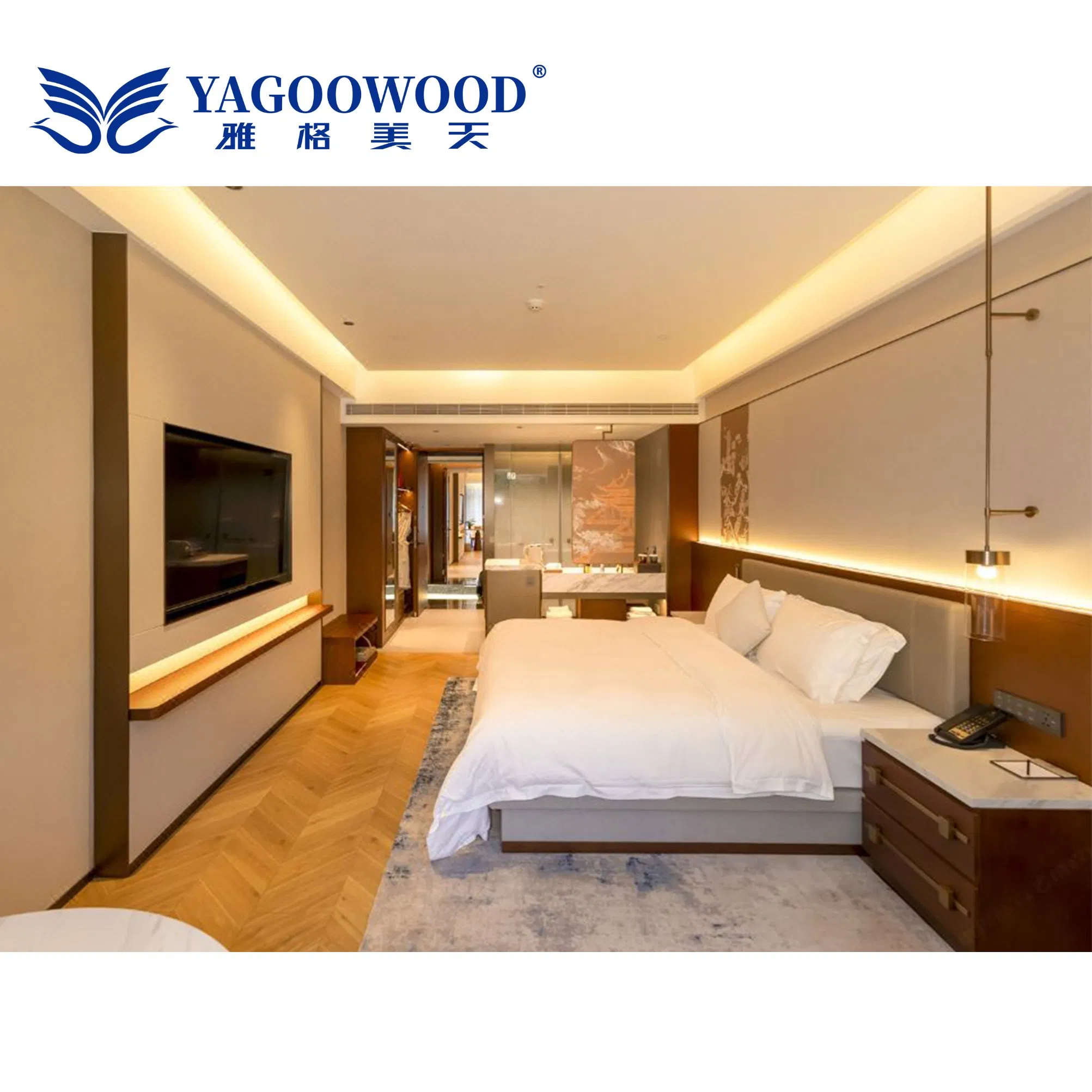 Elegant Wood Bedroom Collection for 3-5 Star Hotel Furnishing Solutions