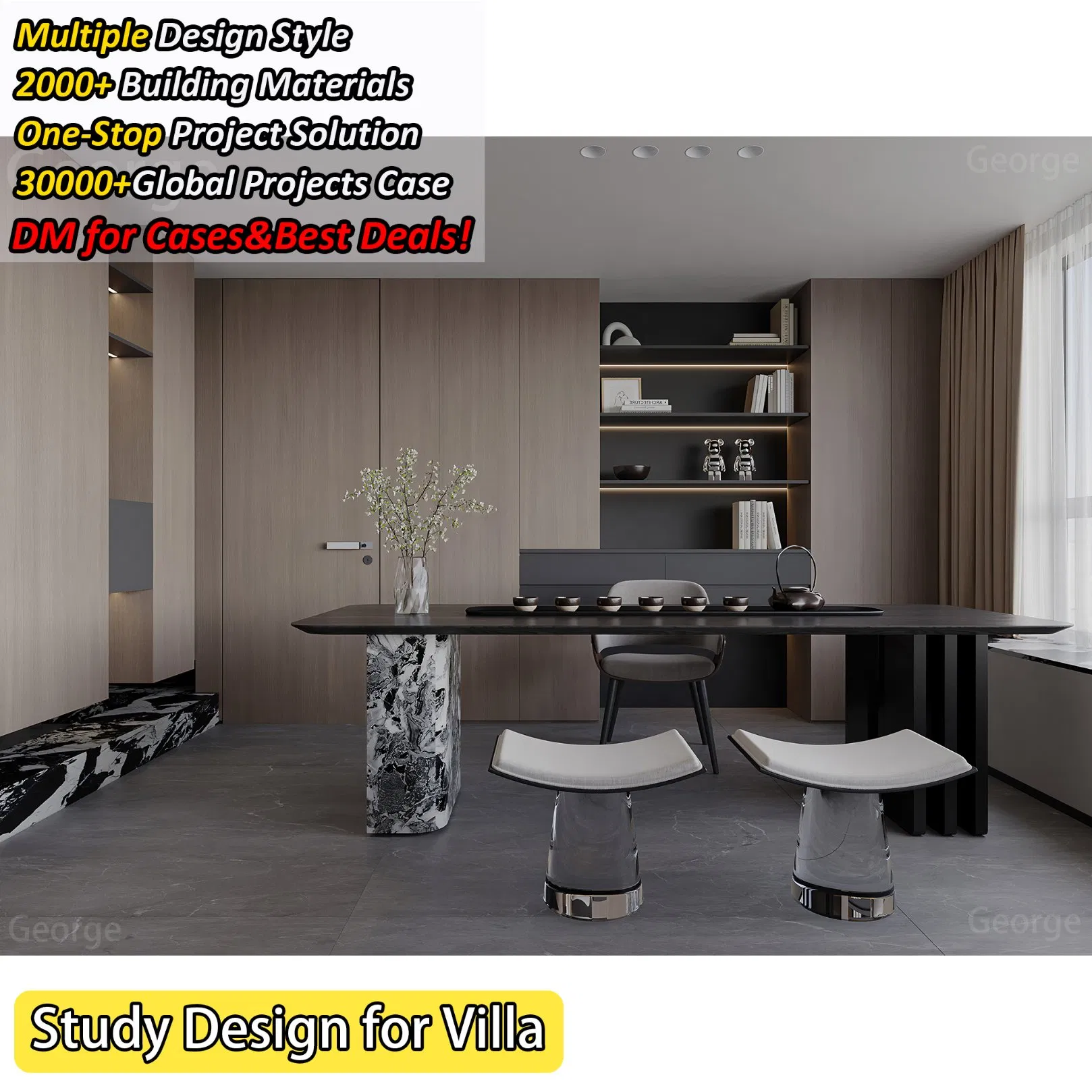 Professional Modern Luxury Home 3D Rendering Interior Design Services for Whole House Including Decor and Furniture