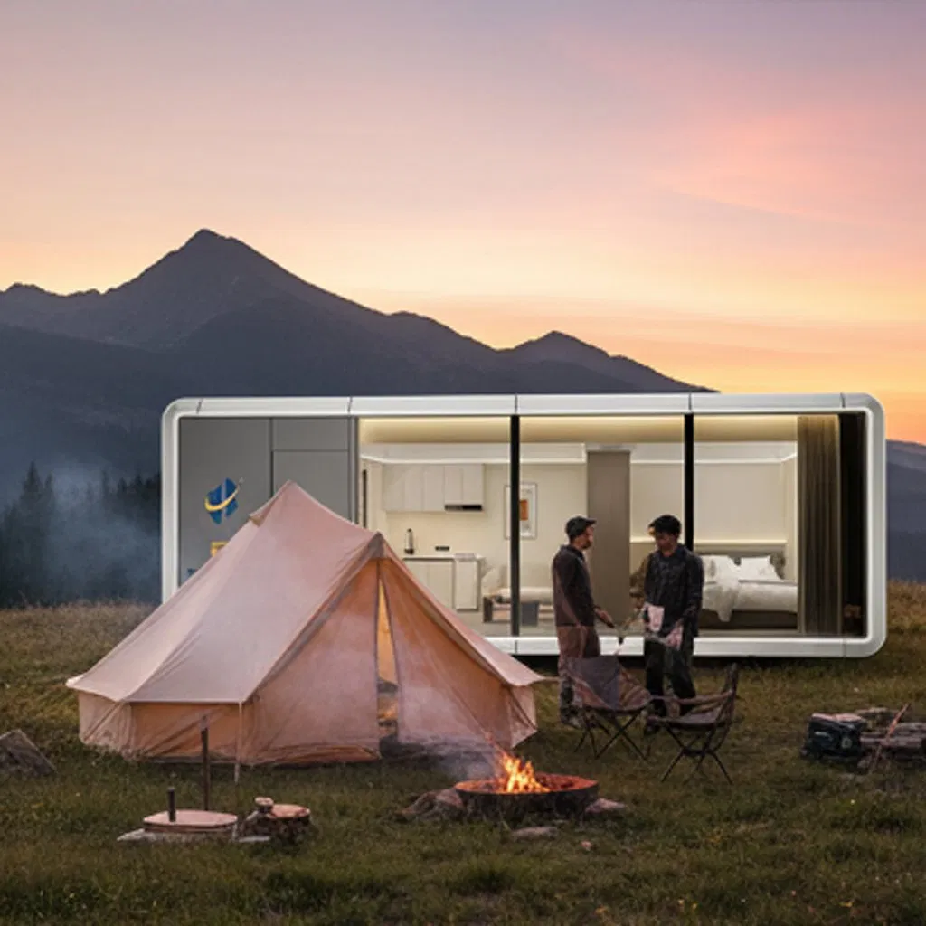 Modular Expandable Capsule Home Office Solution with Built-in Furniture Package