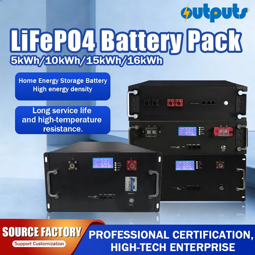 5kwh 10kwh 15kwh Rack Mount LiFePO4 Lithium Ion Battery Home Commercial Industry Household Energy Storage System