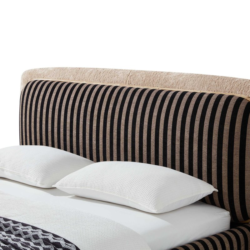 Luxury Upholstered Fabric Soft Bed Design Full-Size Solid Wood Frame High Quality Elegant Bedroom Furniture