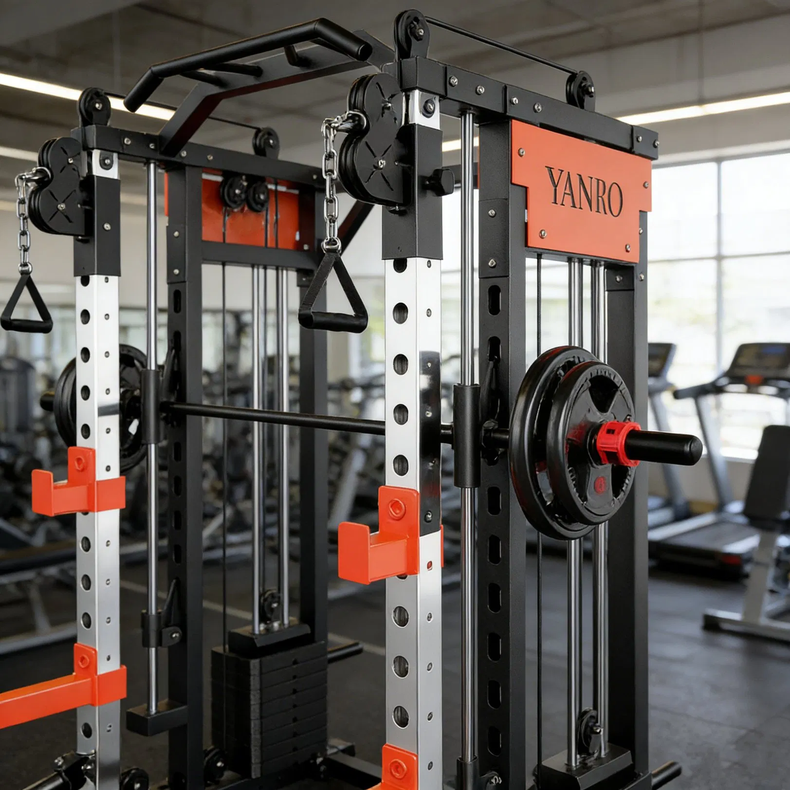 Multifunctional Integrated Smith Machine System with Squat Rack and Pull-up Bar