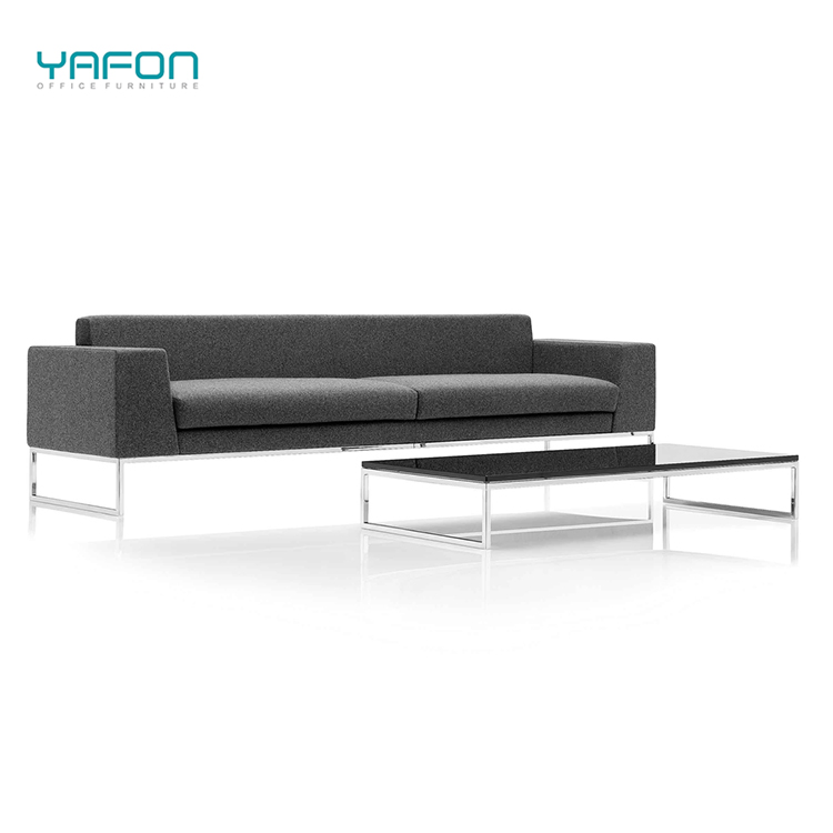 Linear Structure Border Dark Grey Euro Upholstered Sofa with Stainless Steel Leg