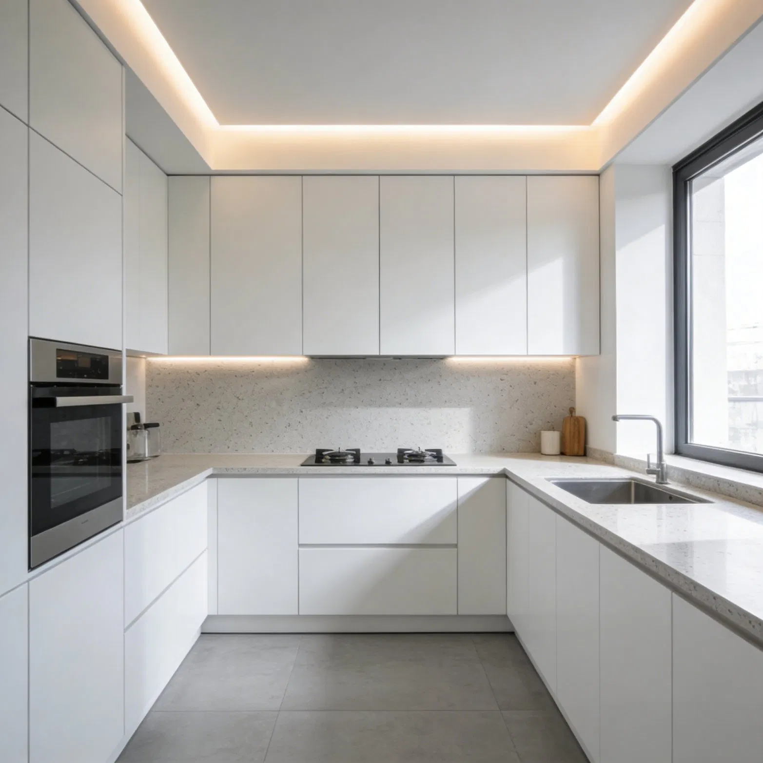 Minimalist Kitchen Cabinet System with Modular Storage and Drawer Options