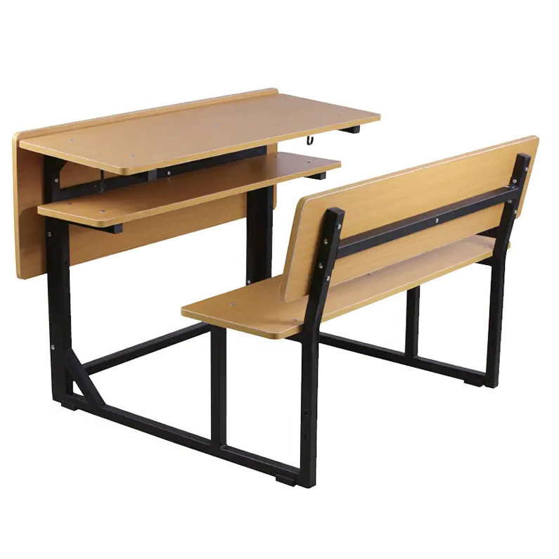 Cheap School Classroom Double Seat Student Wooden Desk and Bench Chair Furniture