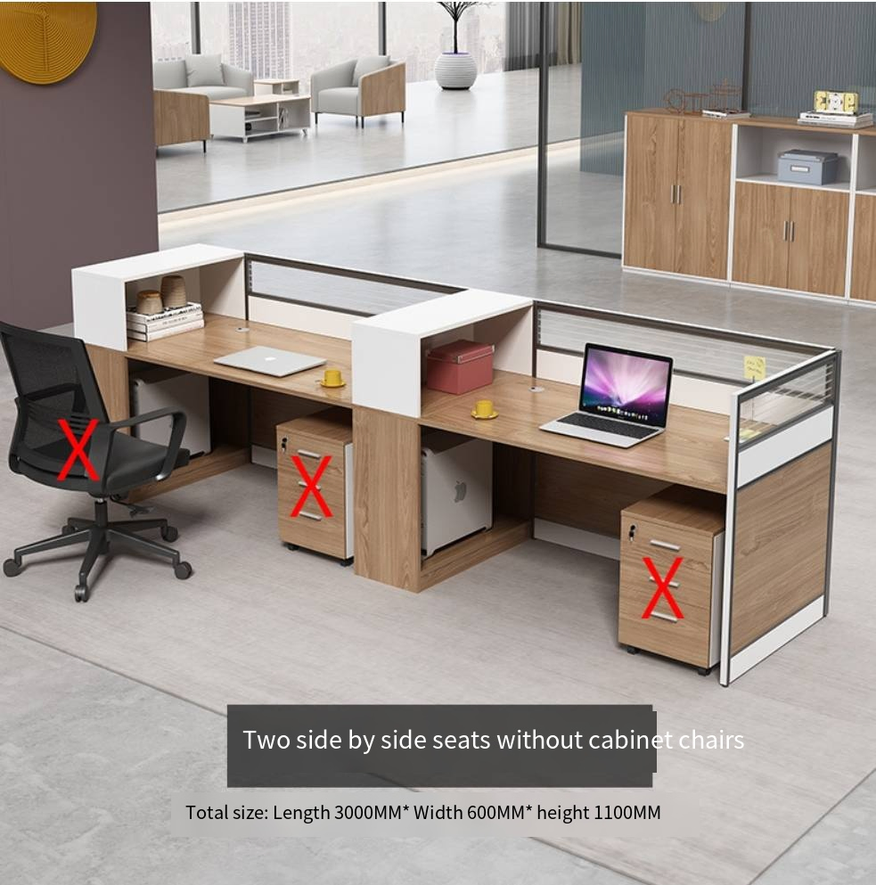 Modern Modular Office Workstation - 4-Person Desk System with Privacy Dividers and Storage Cabinets