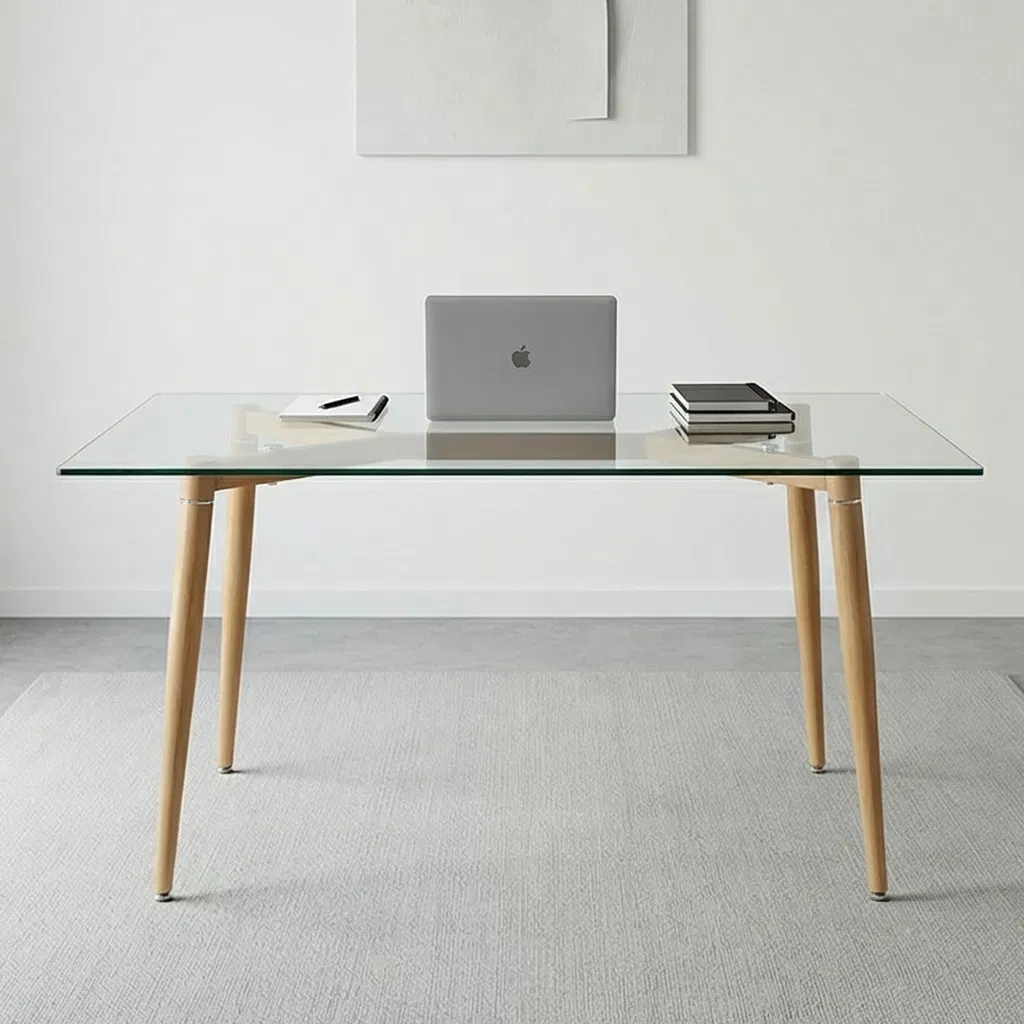 Modern Design with a Geometric Patterned Concrete Top and Slender Steel Legs.