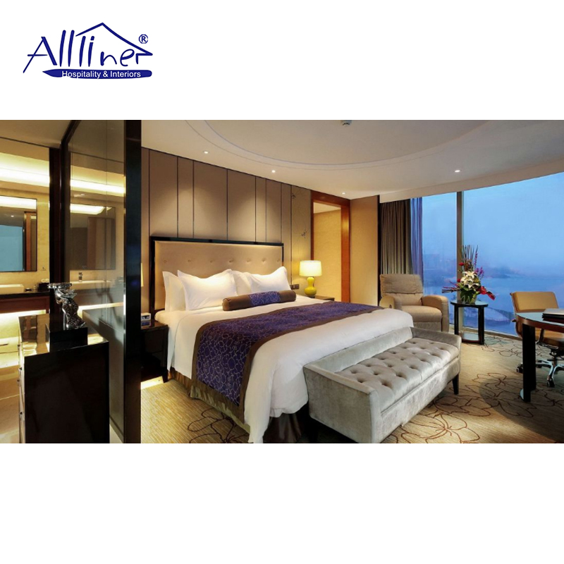 Modern Room Set King Size Bed Wooden Headboard Panel Bedroom Sets 5 Star Hotel Furniture