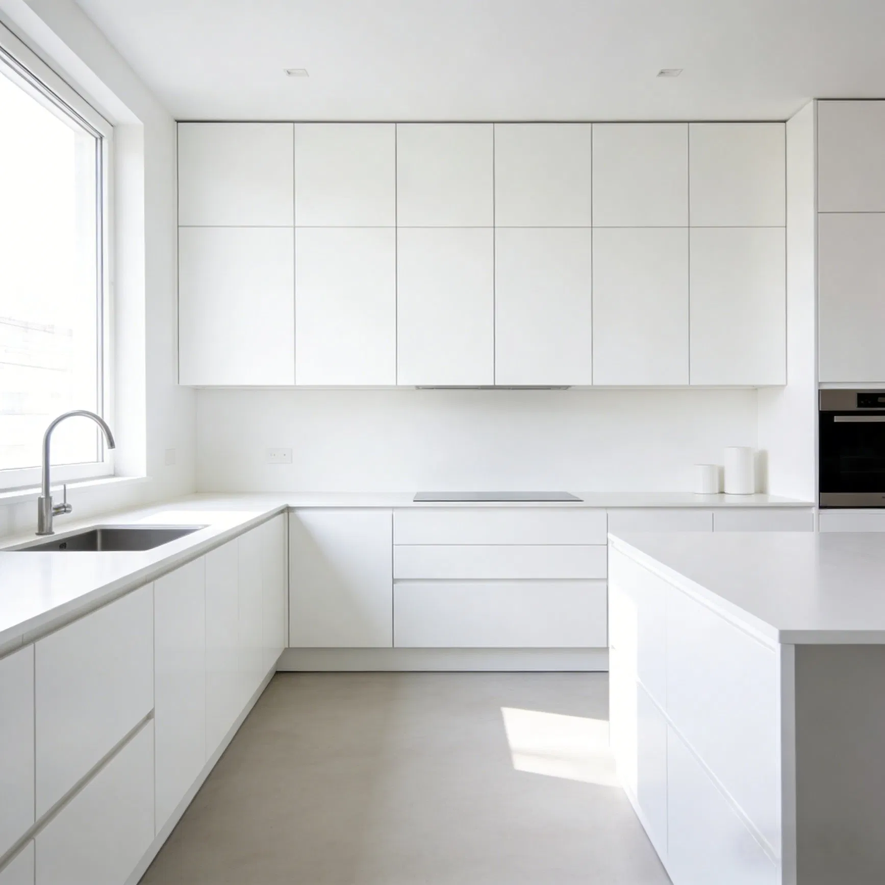 Minimalist Kitchen Cabinet System with Modular Storage and Drawer Options