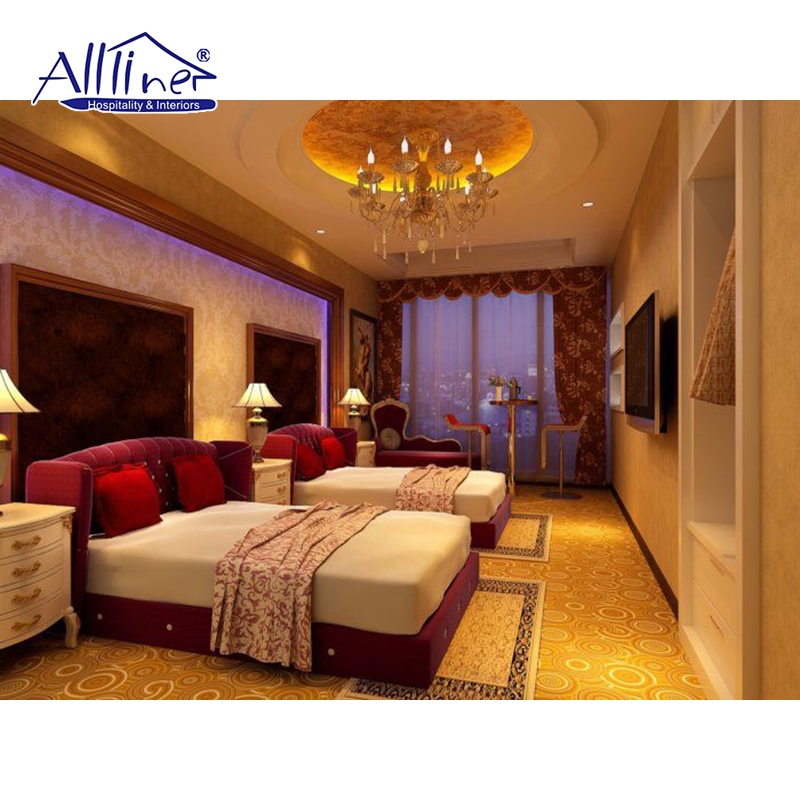 Modern Hotel Room King Size Bed Frame Luxury Upholstered Headboard Leather Beds Bedroom Furniture Set