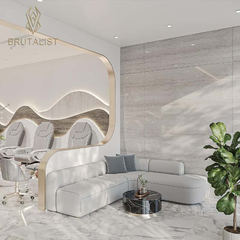 Luxury Wooden Salon Furniture Nail Table &amp; Barber/Hair Station + Beauty Salon Interior Design